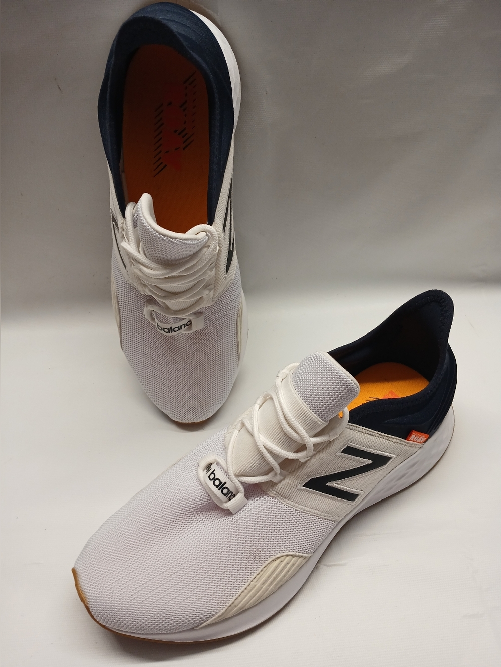 New Balance Men’s White & Navy Athletic Sneaker - Picture 4 of 15